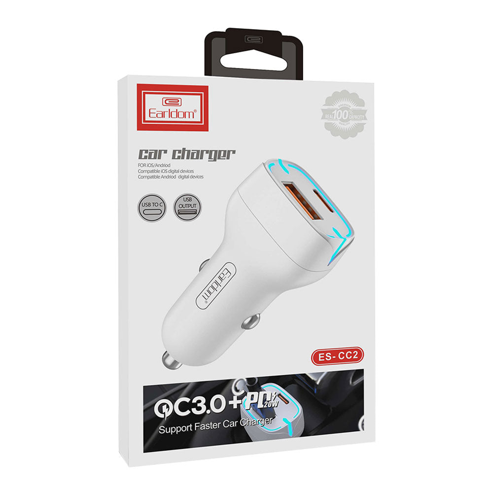 Earldom ES-CC2 Car Charger - 20W / White