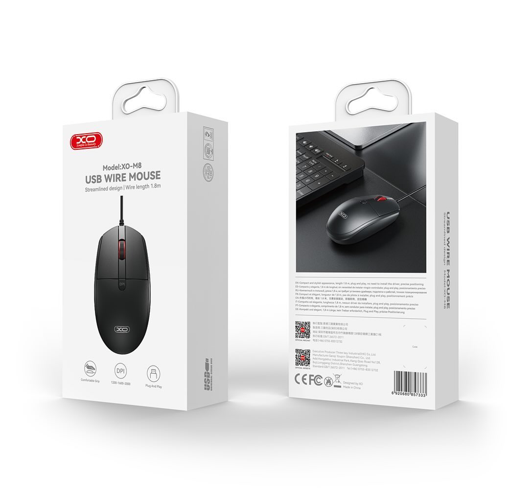 XO M8 USB Wired Mouse 1.8m