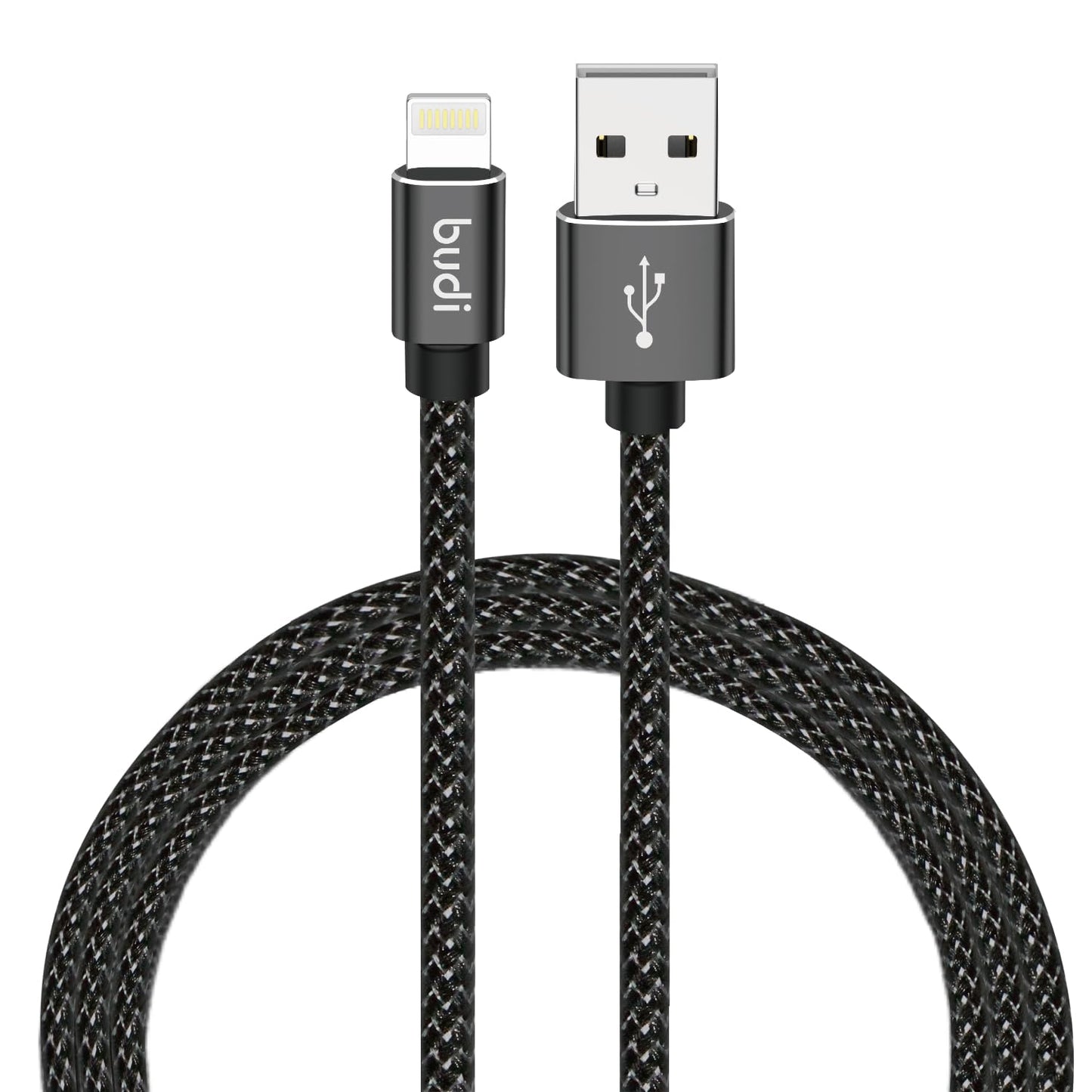Budi DC206L10B USB to Lightning 1 Meter 2.4A Braided Cable Black