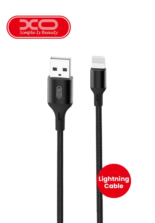 XO NB143 2 Meters Braided Lightning Cable Black