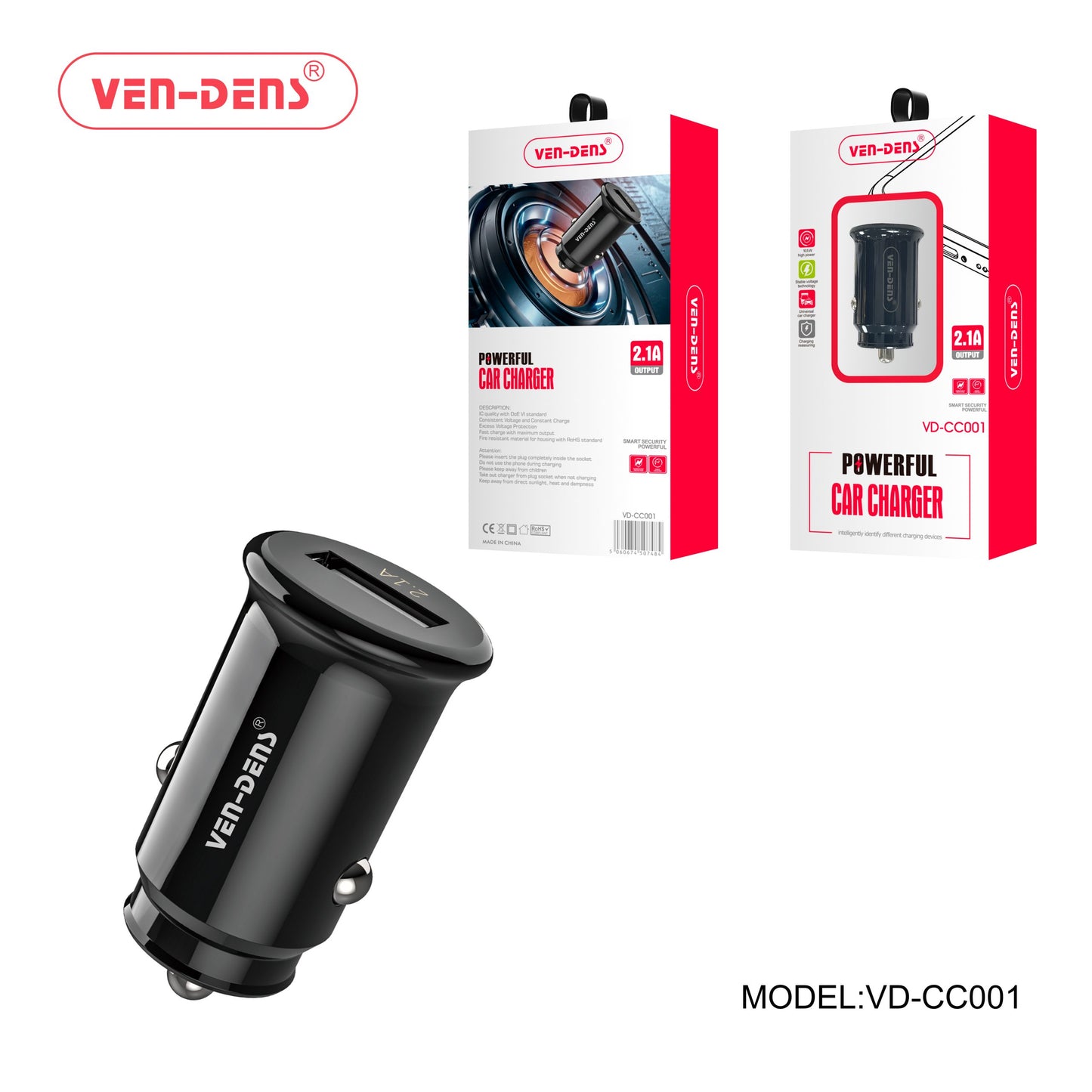 Ven-Dens VD-CC001 Car Charger USB Port