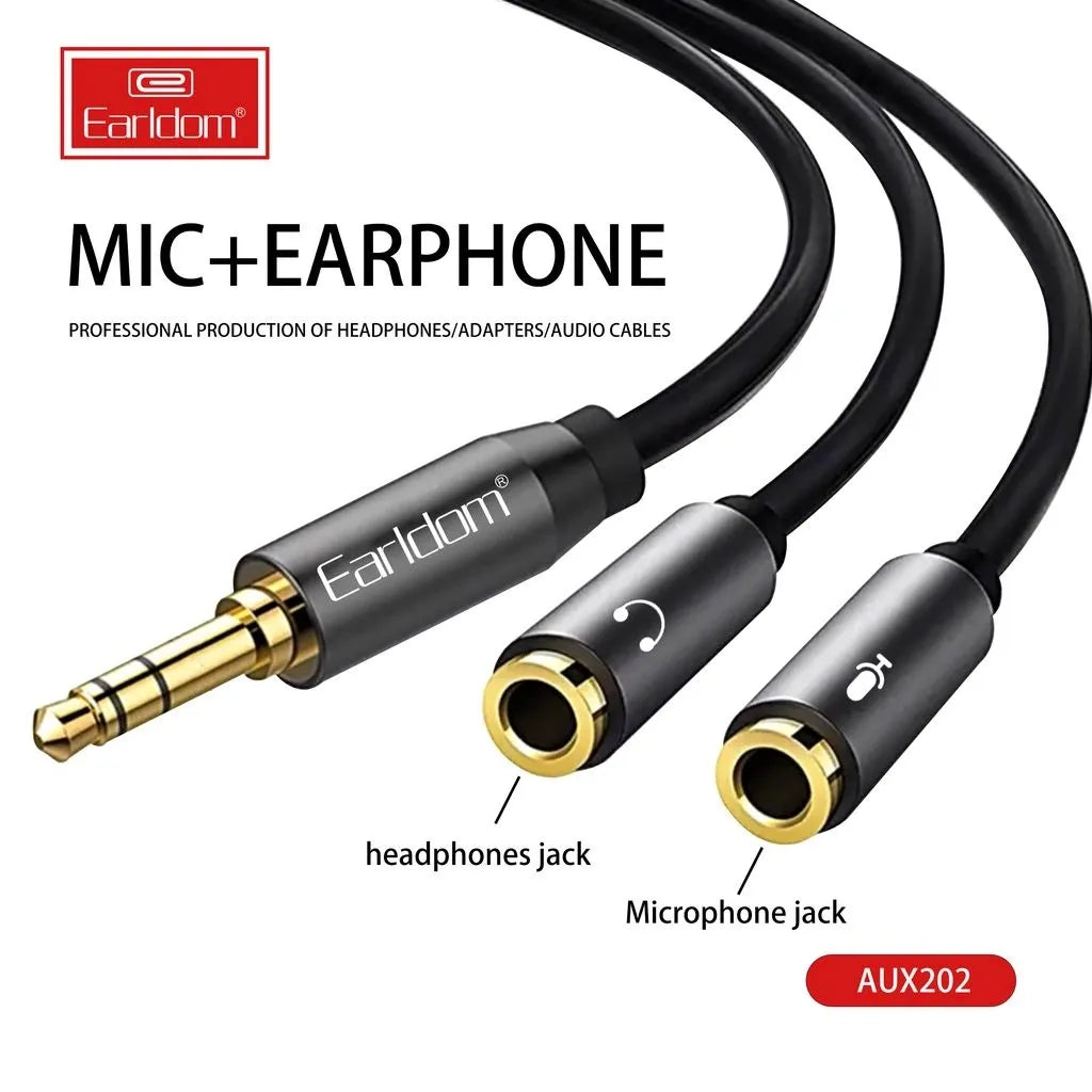 Earldom ET-AUX202 Audio Sharing with Earldom 3.5mm Mic Earphone Splitter Cable