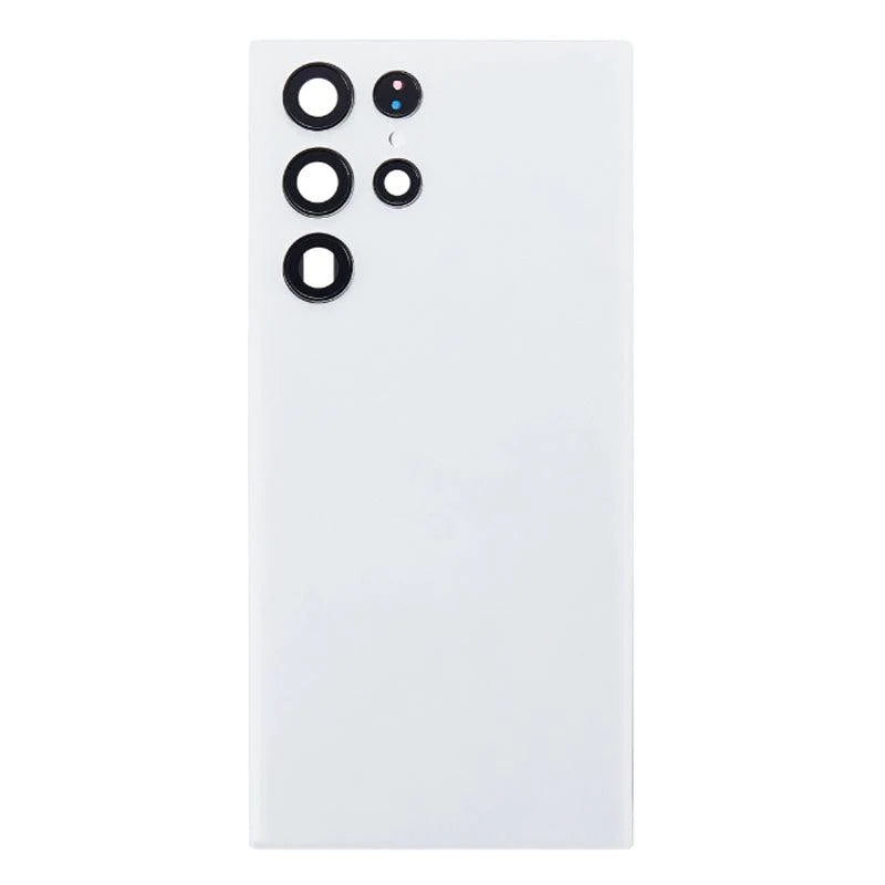 Rear Glass Battery Back Cover with Camera Lens For Samsung Galaxy S22 Ultra 5G Phantom White