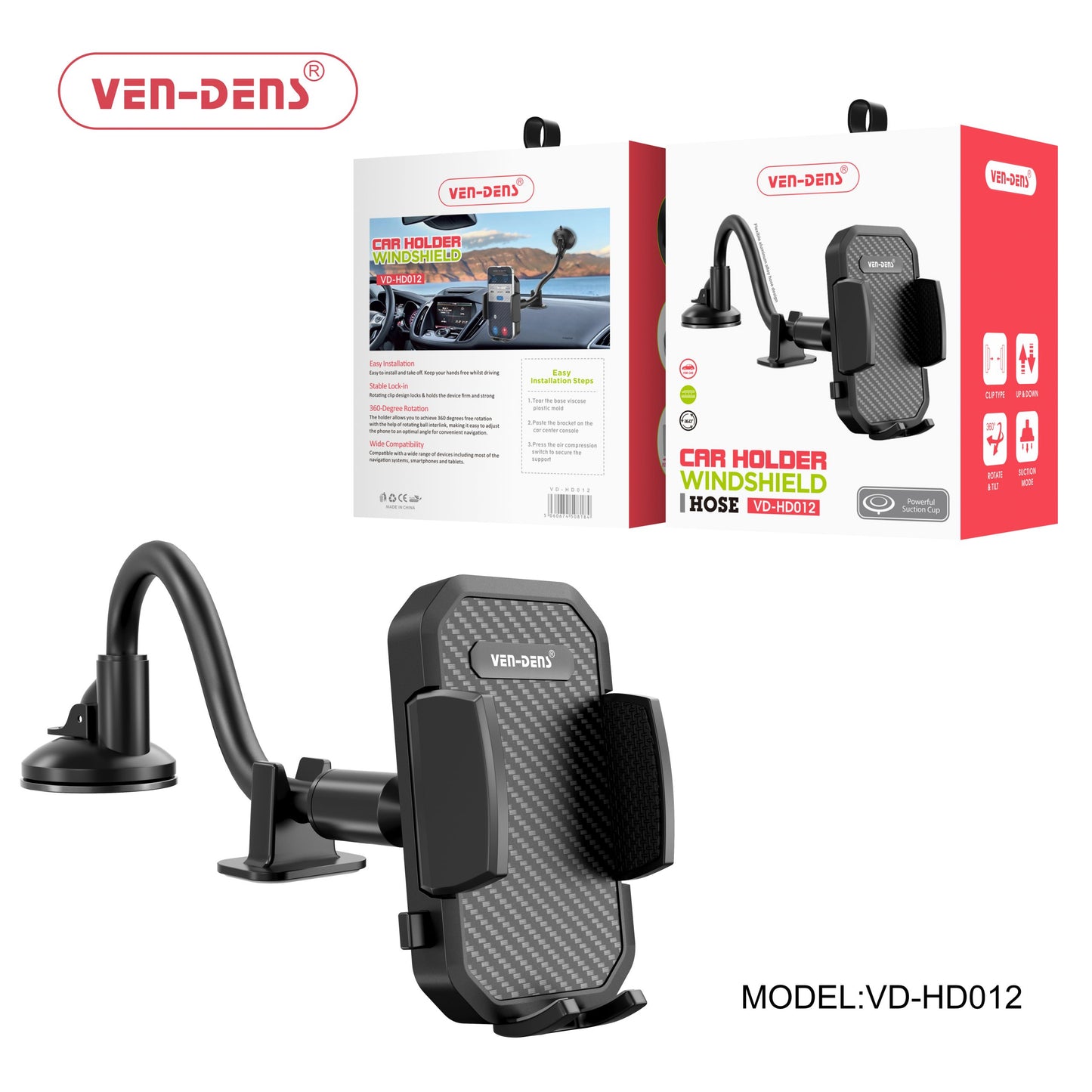 Ven-Dens VD-HD012 Windshield Car Phone Holder