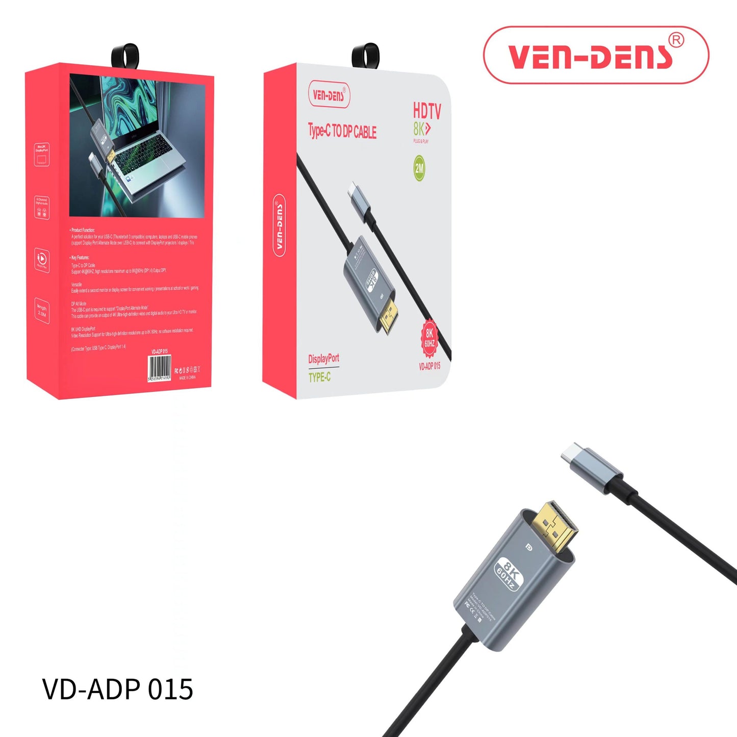 Ven-Dens VD-ADP015 Type C to DP CABLE 2M