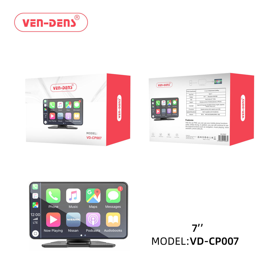Ven-Dens VD-CP007 In-Car CarPlay Type-C IPS 7 Display