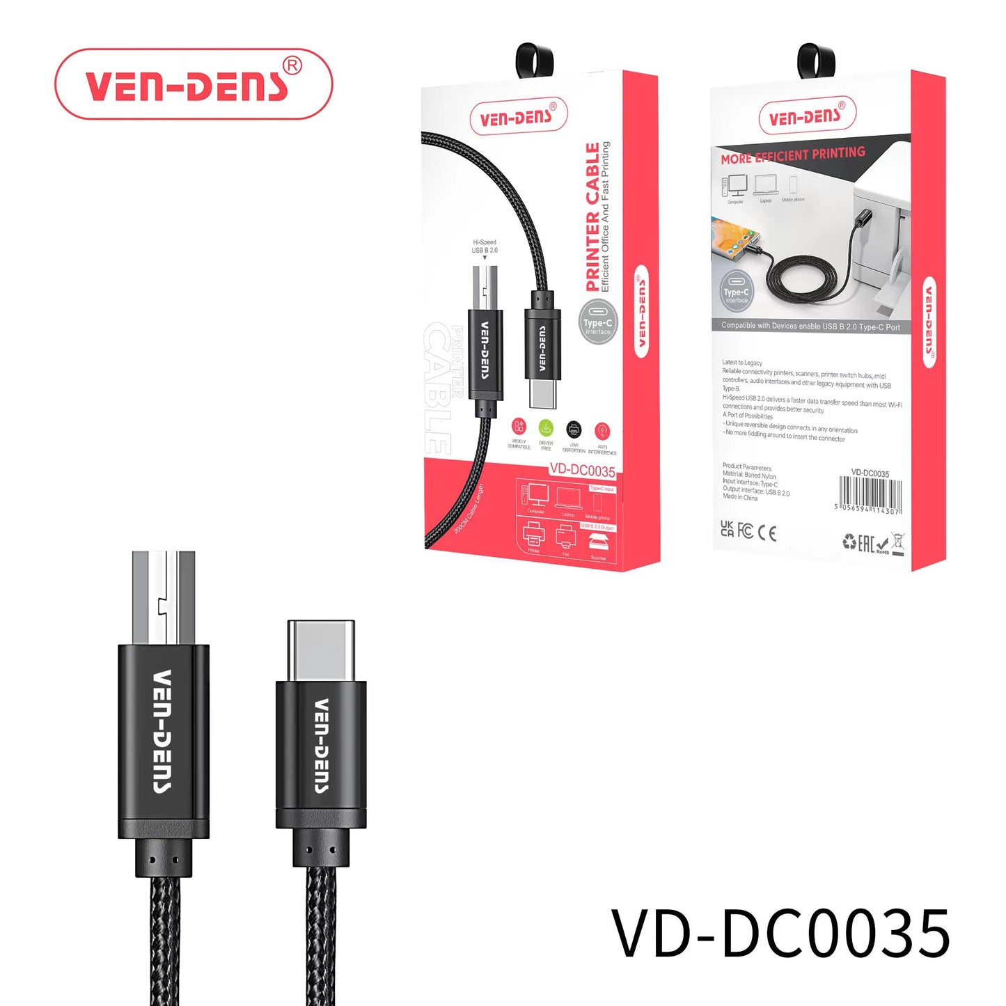 Ven-Dens VD-DC0035 Printer Cable Black