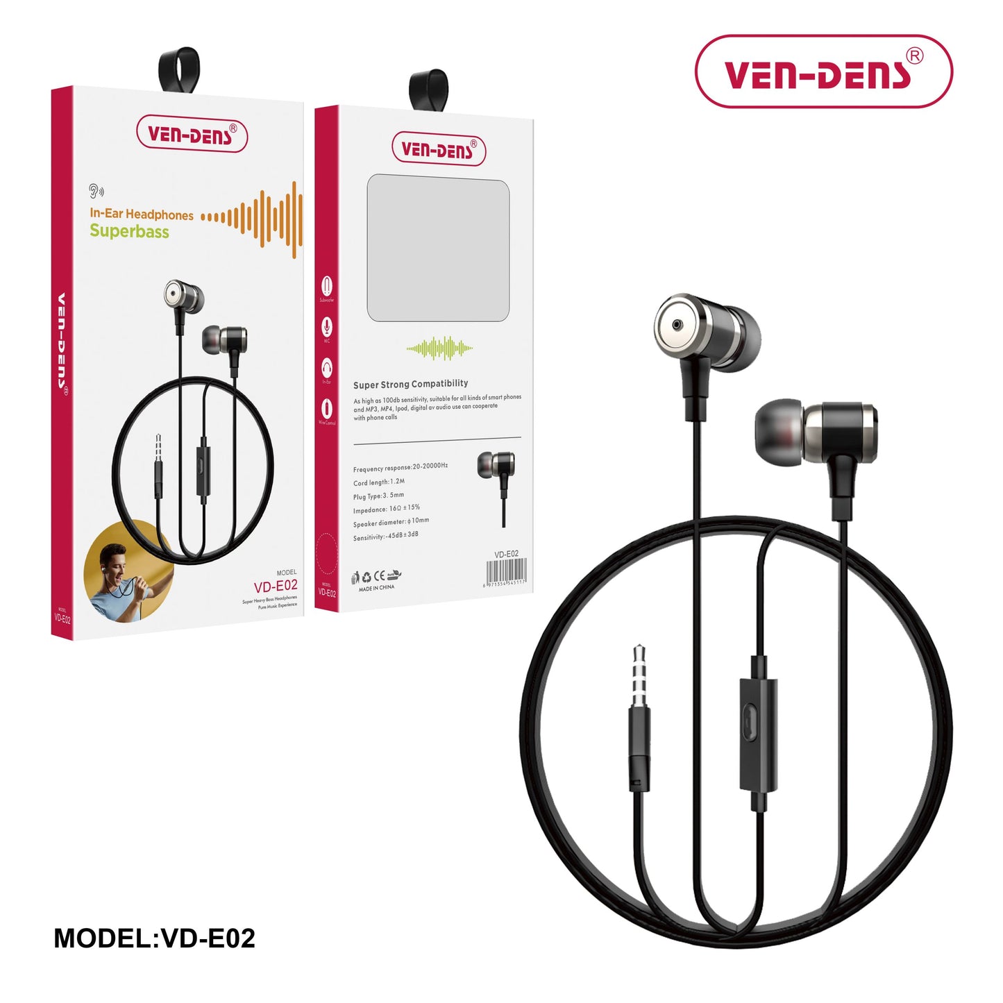 Ven-Dens VD-EAR004 In-Ear 3.5mm Superbass Wired Earphones