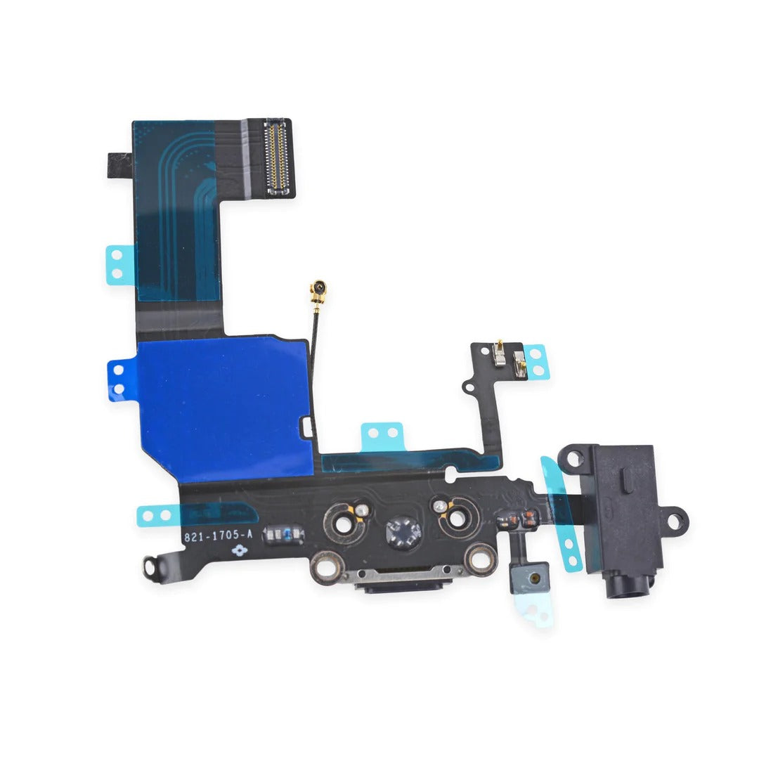 Charging Port With Microphone, Headphone Jack & Flex For Apple iPhone 5C Black