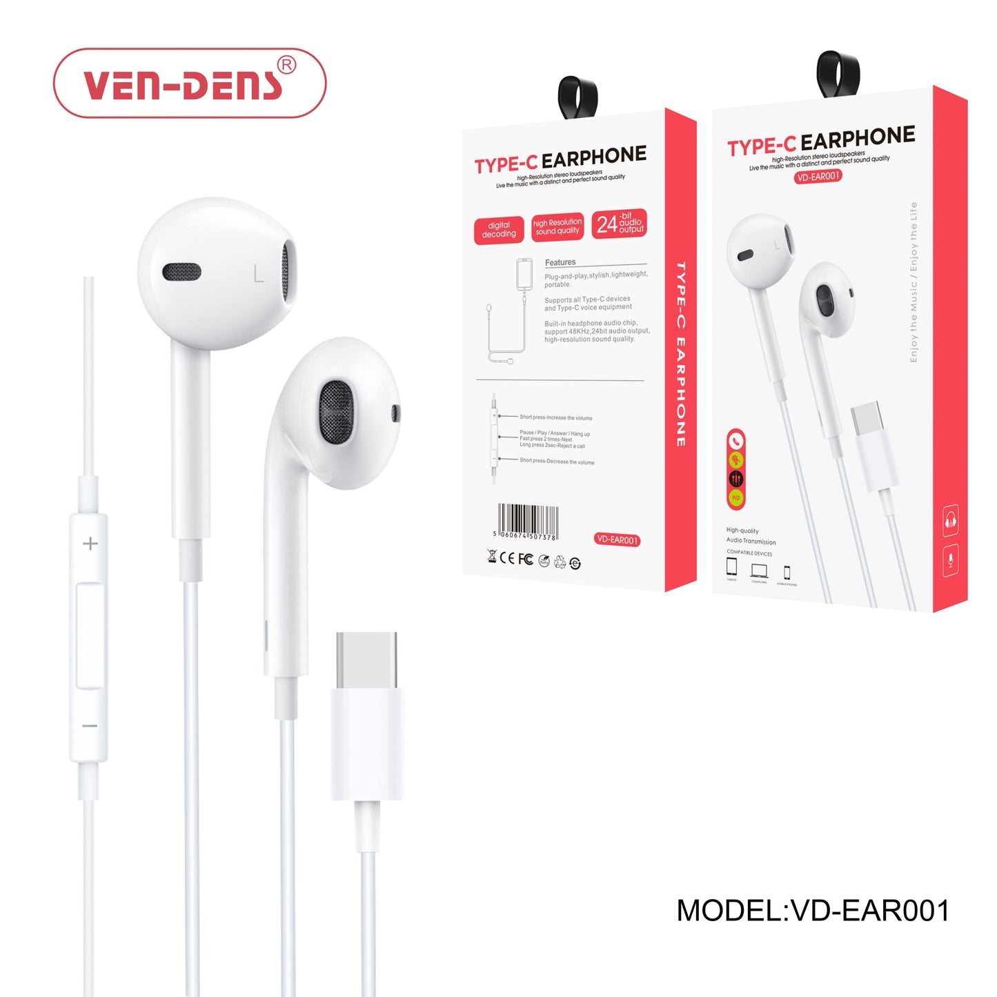 Ven-Dens VD-EAR001 Type C Earphones