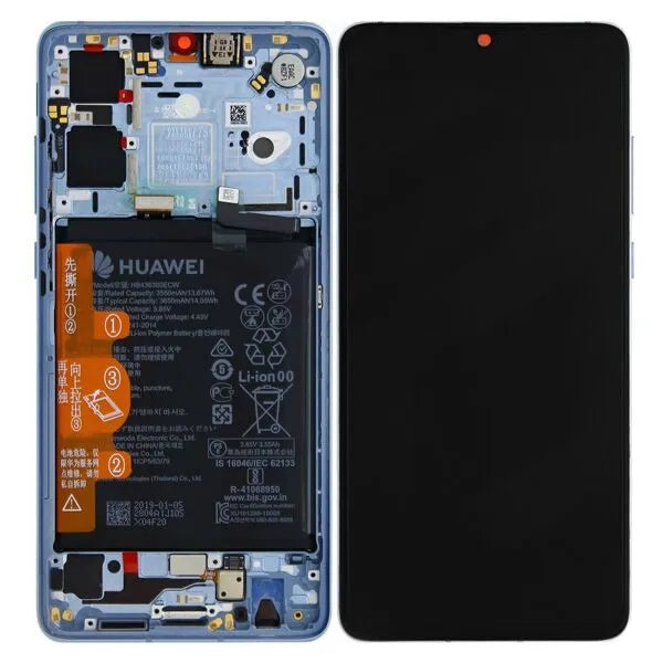 Genuine LCD With Digitiser and Frame inc Small Parts and Battery For Huawei P30 Breathing Crystal