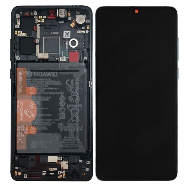 Genuine LCD With Digitiser and Frame inc Small Parts and Battery For Huawei P30 Black