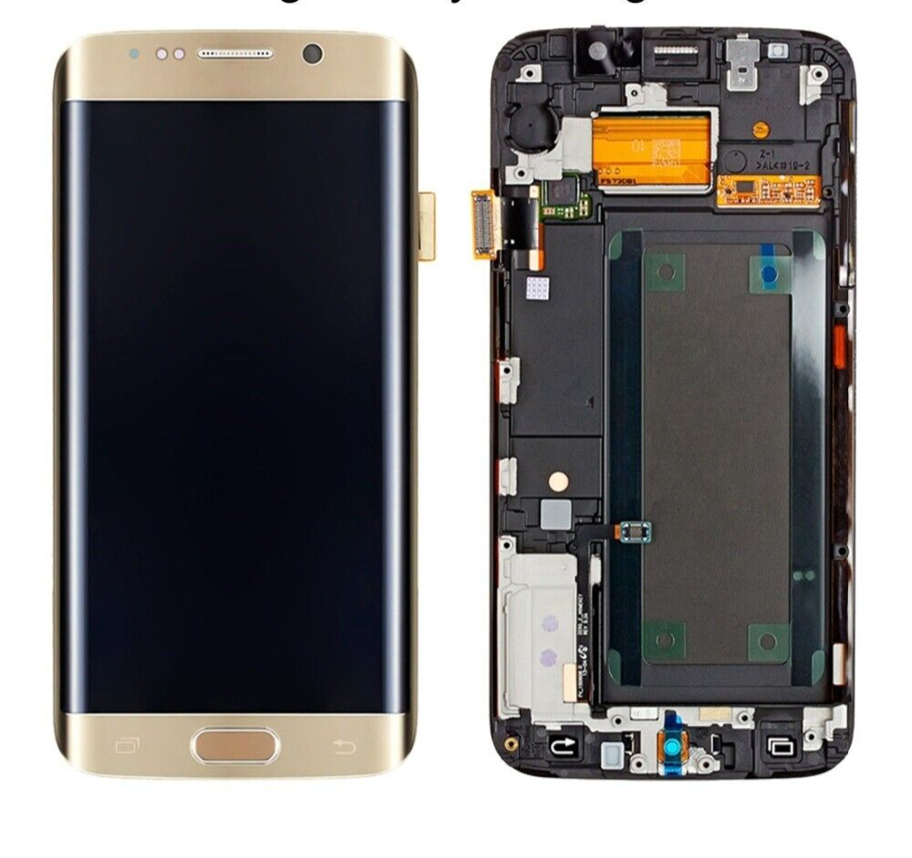 LCD With Digitiser & Frame For Samsung G925F Galaxy S6 Edge Gold