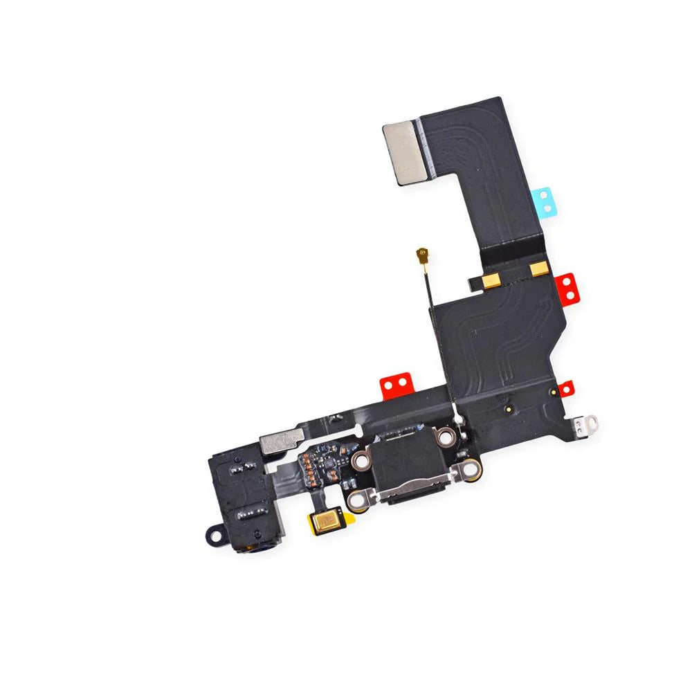 Charging Port With Microphone, Headphone Jack & Flex For Apple iPhone 5S Black