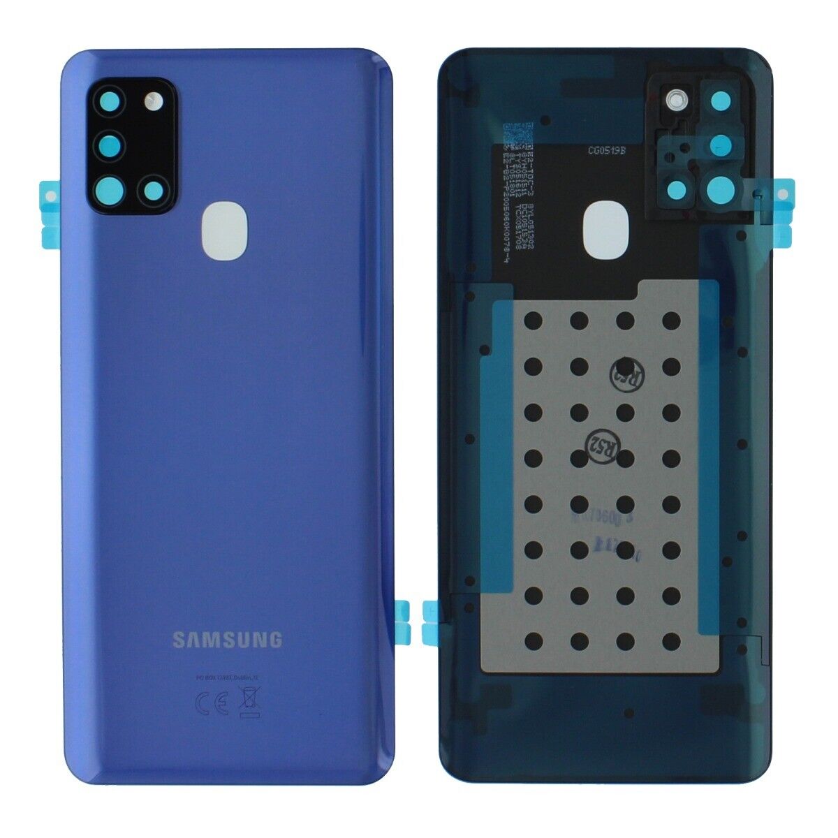 Rear Glass Back Cover With Camera Lens For Samsung Galaxy A21s Blue