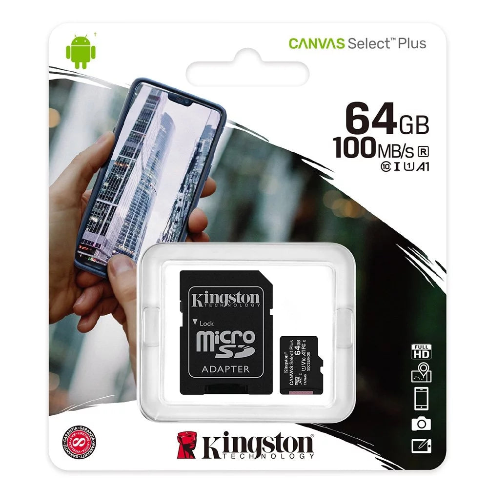 Kingston Micro SD Card With Adapter 64GB Class 10